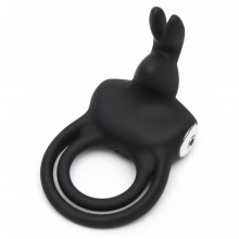 Эрекционное кольцо с вибрацией «Cock Ring», цвет черный, Happy Rabbit 73137, длина 9.5 см., со скидкой