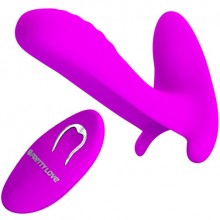 Вагинальная вибро-насадка для двоих «Remote Controle Massager» с пультом ду, материал силикон, цвет лиловый, Baile BI-014850W, длина 10 см., со скидкой