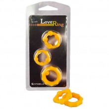 Набор из 3 рельефных эрекционных колец «Love Ring», цвет желтый, Sitabella 3310-9, бренд СК-Визит, из материала TPR