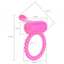 Эрекционное виброкольцо с язычком, цвет розовый, 4sexdream 47554-MM, из материала силикон, длина 5.4 см.