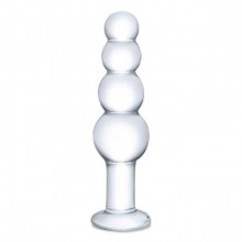 Прозрачная анальная пирамида «Beaded Butt Plug», Glas GLAS-504, цвет прозрачный, длина 17 см.