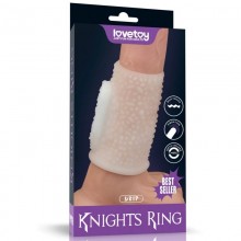 Вибронасадка на пенис «Knights Ring» с пупырышками, цвет белый, LoveToy LV343112, из материала TPE, длина 10 см.