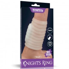 Насадка на пенис с встроенным вибратором «Vibrating Wave Knights Ring», цвет белый, LoveToy LV343114, длина 10 см.