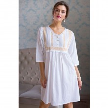 Ночная кружевная сорочка «Helene» из хлопка, цвет белый, Mia-Mia 16196 Helene, бренд Mia&Mia, со скидкой