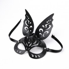 Ажурная кожаная маска с ушками зайки, Crazy Handmade СН-6305, цвет черный