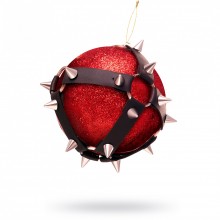 Матовый новогодний шар с шипами, цвет красный, 10 см, Pecado BDSM 13006-00, диаметр 10 см.