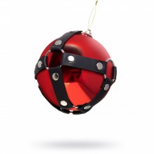 Новогодний шар для елки, с клепками, глянцевый, цвет красный с черным, Pecado BDSM 13007-00