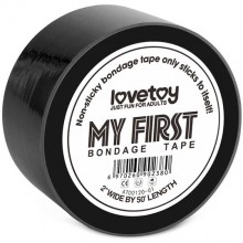Скотч для бондажа «My First Non Sticky Bondage Tape», цвет черный, 15 м, LoveToy 4700120B, из материала ПВХ, 15 м.
