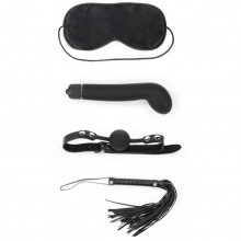 Набор «Deluxe Bondage Kit» для игр: маска, вибратор для точки G, кляп, плетка, цвет черный, LoveToy SM1012