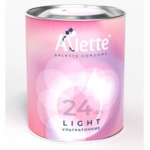 Ультратонкие презервативы, упаковка 24 шт, Arlette Light №24, из материала латекс, длина 18.5 см.
