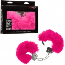 Металлические наручники с искусственным мехом «Ultra Fluffy Furry Cuffs», цвет розовый, California Exotic Novelties SE-2651-55-3, длина 27.25 см.