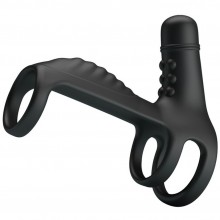 Вибронасадка для мужчин «Vibrating Penis Sling», цвет черный, Baile BI-210276, коллекция Pretty Love, длина 11.5 см.