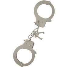 Металлические наручники с ключиками «Large Metal Handcuffs With Keys», цвет серебристый, Tonga 160037, диаметр 6 см.