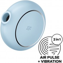 Клиторальный стимулятор с вакуумом и вибрацией «Pro To Go 3», цвет голубой, Satisfyer J2018-309-1, длина 8.1 см.
