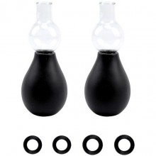 Вакуумные помпы на соски для мужчин «Nipple Sucker Set», цвет черный, Dream Toys 21753, из материала ПВХ, длина 6.5 см., со скидкой