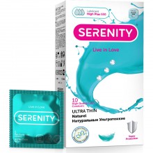 Ультратонкие латексные презервативы «Ultra Thin», упаковка 10 шт, Serenity 6949402825719, цвет прозрачный, длина 18 см.