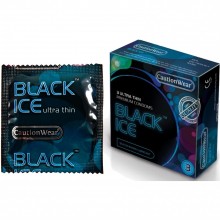Презервативы ультратонкие «Black Ice», 3 шт, натуральный латекс, Serenity 9555163310448, длина 18 см.