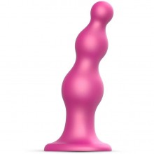 Розовая насадка-фаллоимитатор «Dildo Plug Beads Framboise S», Strap-On-Me 6016572, из материала силикон, длина 12.8 см.
