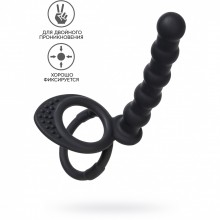 Насадка на пенис для двойного проникновения «Double Penetration Cock Ring», цвет черный, силикон, ToyFa 901413-5, длина 19.5 см.
