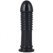 Ребристая анальная втулка «King-Sized Anal Bumper» на мощной присоске, цвет черный, пвх, LoveToy LV2242 - Black, длина 22.5 см., со скидкой