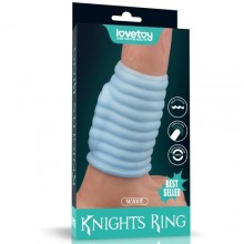 Вибро-насадка на пенис «Wave Knights Ring», цвет голубой, LoveToy LV343124, из материала TPE, длина 10 см.