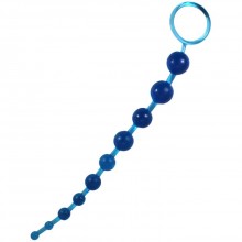 голубая анальная цепочка с ручкой «Beads of Pleasure», общая длина 30 см, Eroticon 31056-2, из материала TPE, длина 30 см.