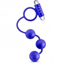 Синее эрекционное кольцо с анальным стимулятором «Penetrator», Blush Novelties BL-01902, из материала силикон, длина 33 см.