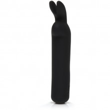 Мощная вибропуля «Happy Rabbit» с кроличьими ушками, цвет черный, 81719, из материала силикон, длина 11 см.