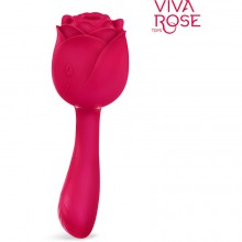 Вибромассажер «Viva Rose Toys» с вакуумной стимуляцией клитора, цвет малиновый, Viva Rose Toys RT-34010, длина 19.5 см.