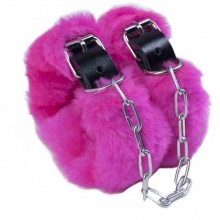 Кожаные наручники со съемной опушкой, цвет розовый, VS-BSC-PNK 159379