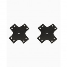Пэстисы на грудь черные с заклепками, Джага-Джага 941-12-1 black dd, цвет черный, длина 7.5 см.