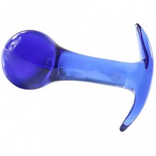Анальная пробка в виде шара на удлиненной ножке, цвет синий, TAP-0062Z, бренд OEM, длина 10 см.