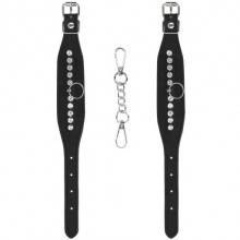 Наручники со стразами «Diamond Studded Wrist Cuffs», цвет черный, Shots Media OU570BLK, длина 27 см.