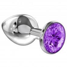 Большая анальная пробка «Diamond Purple Sparkle XL», цвет серебристый, Lola Games Lola Toys 4028-01lola, коллекция Diamond Collection, длина 11 см.