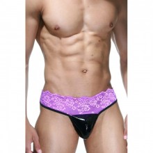 Мужские трусы на кружевном поясе, фиолетово-черные, размер S/M, La Blinque LBLNQ-15320-SM, со скидкой