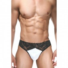 Мужские бело-черные мужские танга, размер S/M, La Blinque LBLNQ-15323-SM, со скидкой