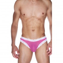 Мужские тонги с кружевной белой окантовкой, цвет фуксия, размер S/M, La Blinque LBLNQ-15512-SM