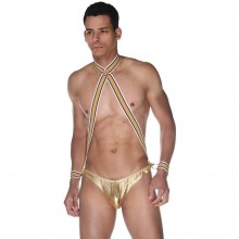 Золотистое мужское боди с манжетами, размер L/XL, La Blinque LBLNQ-15534-LXL