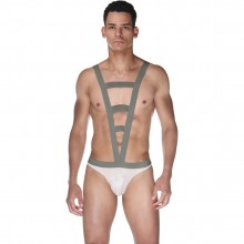 Эротическое боди-джоки мужское, серо-белое, размер L/XL, La Blinque LBLNQ-15558-LXL