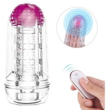 Мастурбатор «Space Capsule-RCT» с 9 режимами вибрации, дистанционный пульт, S-hande shd-s308-2 rct, цвет прозрачный, длина 16.1 см.