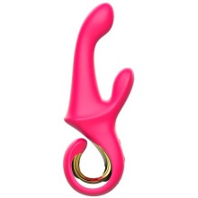 Розовый вибратор-кролик с функцией сгибания головки и ручкой-кольцом, силикон, I-Moon my-1904, длина 22.6 см.