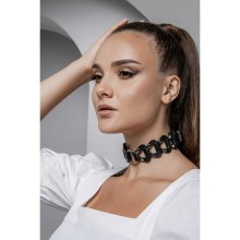 Чокер плетеный из элементов, материал кожа, цвет черный, Под кожей AC-012