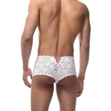 Мужские кружевные хипсы со шнуровкой, цвет белый, размер L/XL, La Blinque LBLNQ-15409-LXL