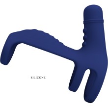 Вибронасадка на пенис «Pretty Love Powerful Ring Elish» с эрекционными кольцами, цвет синий, Baile BI-210276-3, длина 11.5 см.