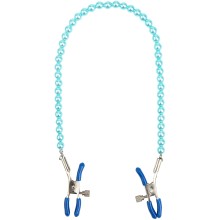Зажимы на соски с цепочкой, цвет голубой, Kanikule NC-P005-B, длина 49 см.