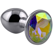 Алюминиевая анальная пробка «Small» со стразом, опал, Kanikule P-AL001W-S-O, длина 6 см.