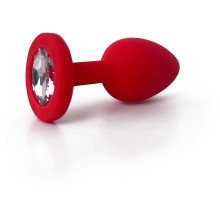 Анальная пробка силиконовая красная с белым кристаллом «Fantasy Toys S», 06833 S, длина 7 см.