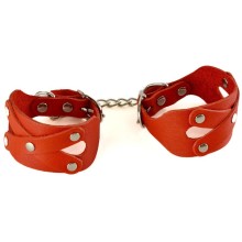 Красные наручники «Цезарь» из натуральной кожи, Sitabella 3404-2, цвет красный