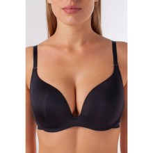 Бесшовный бюстгальтер с формованными чашками с пуш-ап и без каркасов, 70D, черный, Coquette Revue, CR_Freedom 53001Ч Бюст