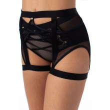 Пояс-чокер выполнен из эластичной сетки, передняя деталь украшена металлическим медальоном с логотипом COQUETTE REVUE, 36, черный, Coquette Revue, CR_Mesh 66101 Пояс, 36 размер